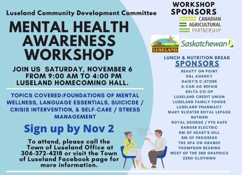 Luseland To Host First Mental Health Workshop WestCentralOnline West 